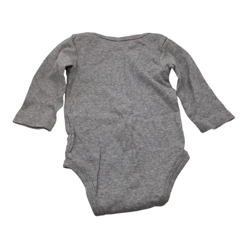 Lot of 3 Carter’s Baby‎ Girl Long Sleeve Bodysuits 6M Pink Purple Gray Cotton